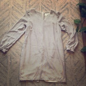 Black and White Print Long Sleeve Dress